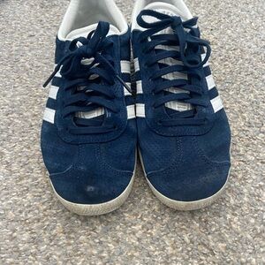 Navy Blue and White Adidas Gazelles